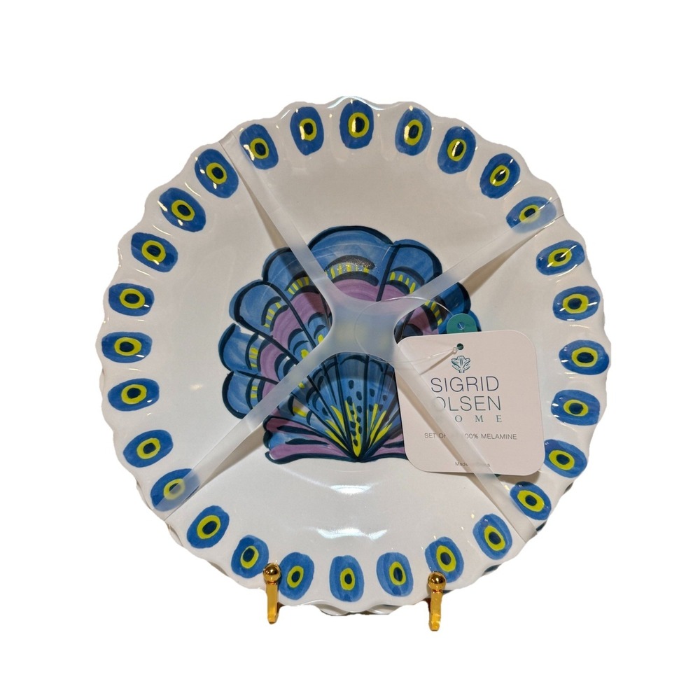 Sigrid Olsen Home | Shell Melamine Dinner Plates Set of 4 Blue‎ Coastal